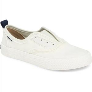 Sperry Top Sider Memory foam Crest Rope Laceless Sneaker White Canvas Shoes 6.5